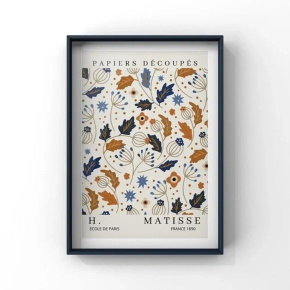 Wall of flowers Hanri Matisse Style Brown Blue Art Print - Picture 3 of 4